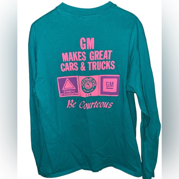 Vintage 1990 Bike-A-Thon GM double graphic long sleeve shirt Hanes Beefy Sz L - Picture 5 of 8